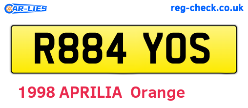 R884YOS are the vehicle registration plates.