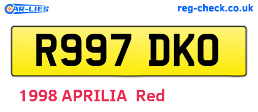 R997DKO are the vehicle registration plates.