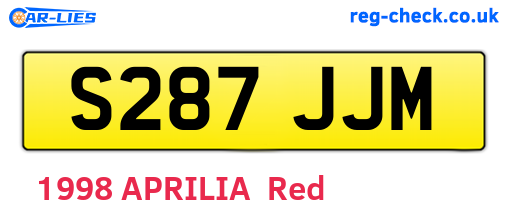 S287JJM are the vehicle registration plates.