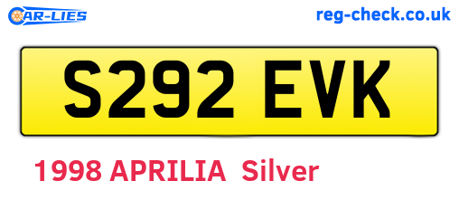 S292EVK are the vehicle registration plates.