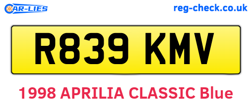 R839KMV are the vehicle registration plates.