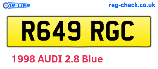 R649RGC are the vehicle registration plates.