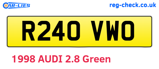 R240VWO are the vehicle registration plates.