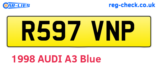 R597VNP are the vehicle registration plates.