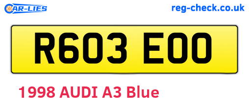 R603EOO are the vehicle registration plates.