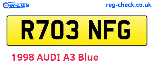 R703NFG are the vehicle registration plates.