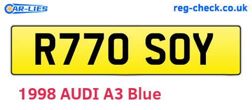 R770SOY are the vehicle registration plates.