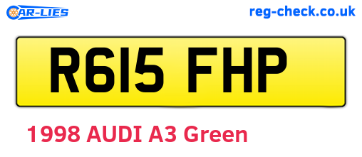 R615FHP are the vehicle registration plates.