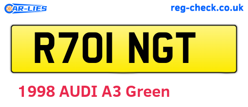 R701NGT are the vehicle registration plates.