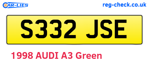 S332JSE are the vehicle registration plates.