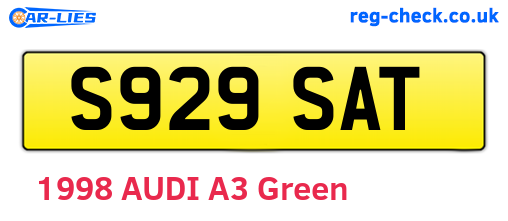 S929SAT are the vehicle registration plates.