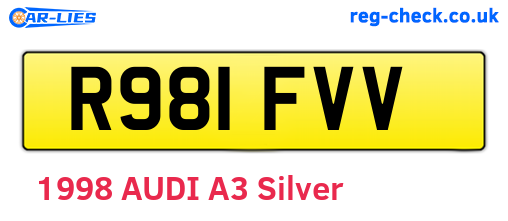 R981FVV are the vehicle registration plates.