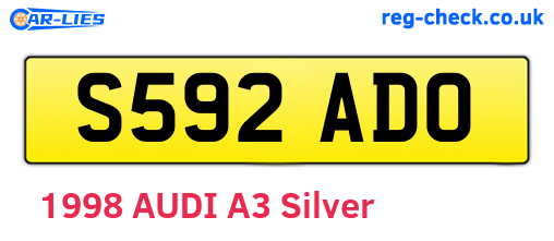 S592ADO are the vehicle registration plates.