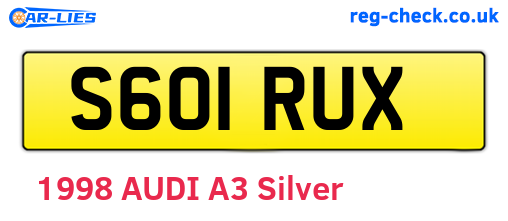 S601RUX are the vehicle registration plates.