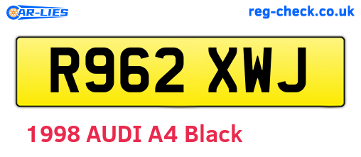 R962XWJ are the vehicle registration plates.