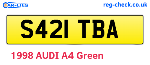 S421TBA are the vehicle registration plates.