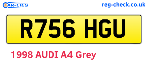 R756HGU are the vehicle registration plates.