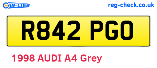 R842PGO are the vehicle registration plates.