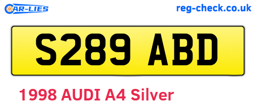 S289ABD are the vehicle registration plates.