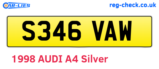 S346VAW are the vehicle registration plates.