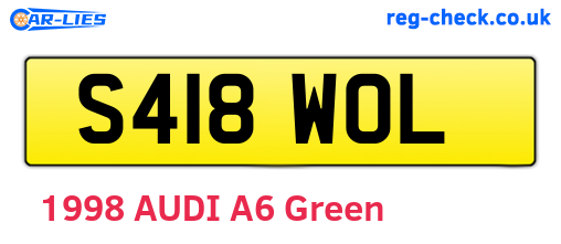 S418WOL are the vehicle registration plates.