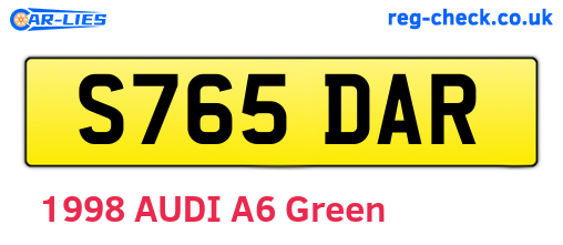 S765DAR are the vehicle registration plates.