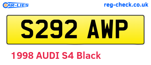 S292AWP are the vehicle registration plates.