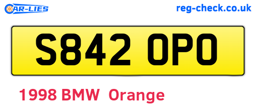 S842OPO are the vehicle registration plates.