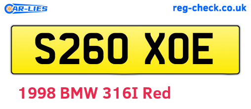 S260XOE are the vehicle registration plates.