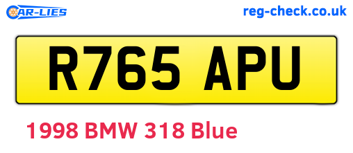 R765APU are the vehicle registration plates.