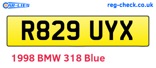 R829UYX are the vehicle registration plates.