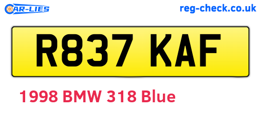 R837KAF are the vehicle registration plates.