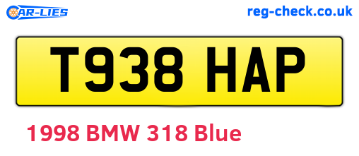 T938HAP are the vehicle registration plates.