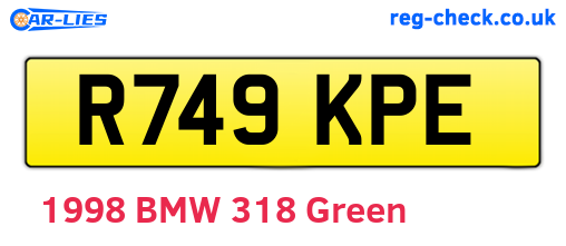 R749KPE are the vehicle registration plates.