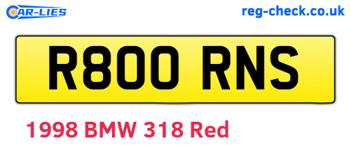 R800RNS are the vehicle registration plates.