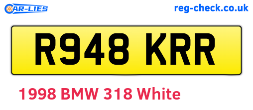R948KRR are the vehicle registration plates.