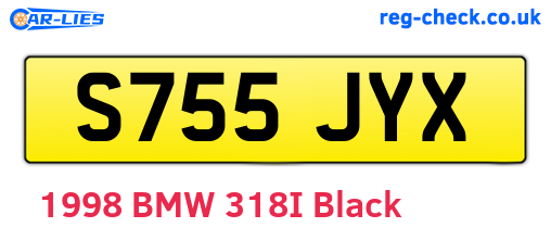 S755JYX are the vehicle registration plates.