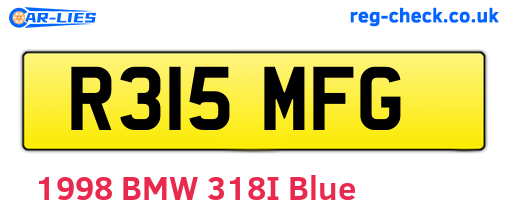 R315MFG are the vehicle registration plates.