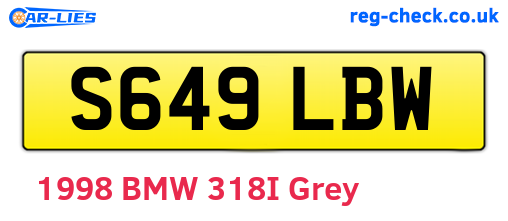 S649LBW are the vehicle registration plates.