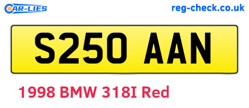 S250AAN are the vehicle registration plates.