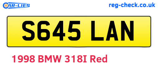 S645LAN are the vehicle registration plates.