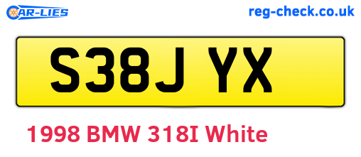 S38JYX are the vehicle registration plates.