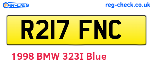 R217FNC are the vehicle registration plates.