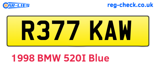 R377KAW are the vehicle registration plates.