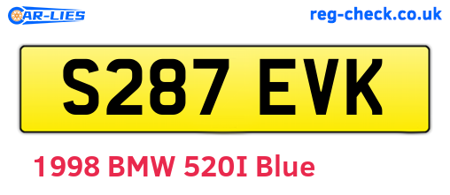 S287EVK are the vehicle registration plates.