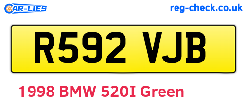 R592VJB are the vehicle registration plates.