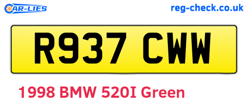 R937CWW are the vehicle registration plates.