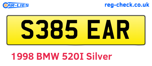 S385EAR are the vehicle registration plates.