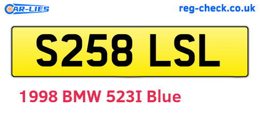 S258LSL are the vehicle registration plates.