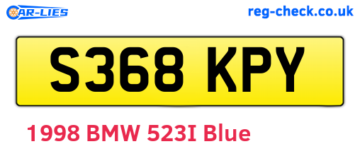 S368KPY are the vehicle registration plates.